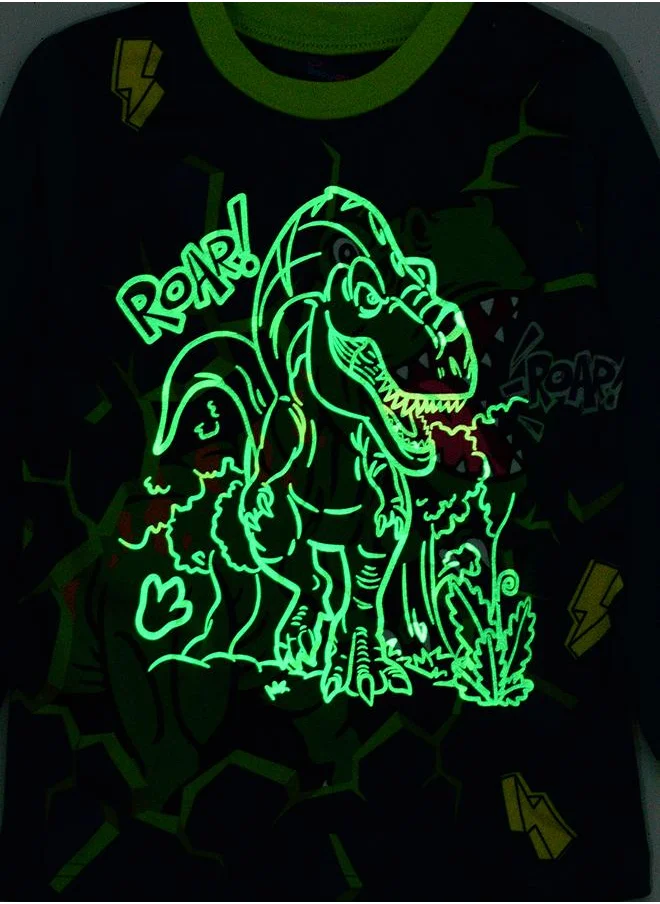babyqlo Roaring Dinosaur Glow-in-the-Dark Pajama Set for Boys