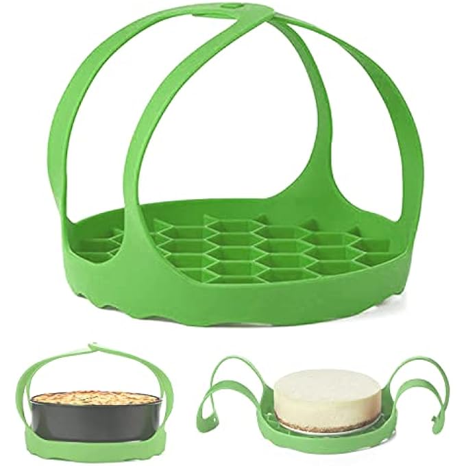 حمالة بخار سيليكون محمولة غير لاصقة، حمالة بخار مضادة للحروق، صينية خبز، رف بخار رافعة، رف بخار البيض وحمالة صينية خبز، سعة 6 كوارت، 8 كوارت، لون أخضر - Image 2