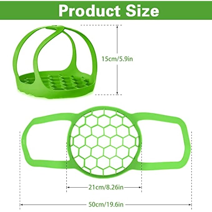 حمالة بخار سيليكون محمولة غير لاصقة، حمالة بخار مضادة للحروق، صينية خبز، رف بخار رافعة، رف بخار البيض وحمالة صينية خبز، سعة 6 كوارت، 8 كوارت، لون أخضر - Image 3