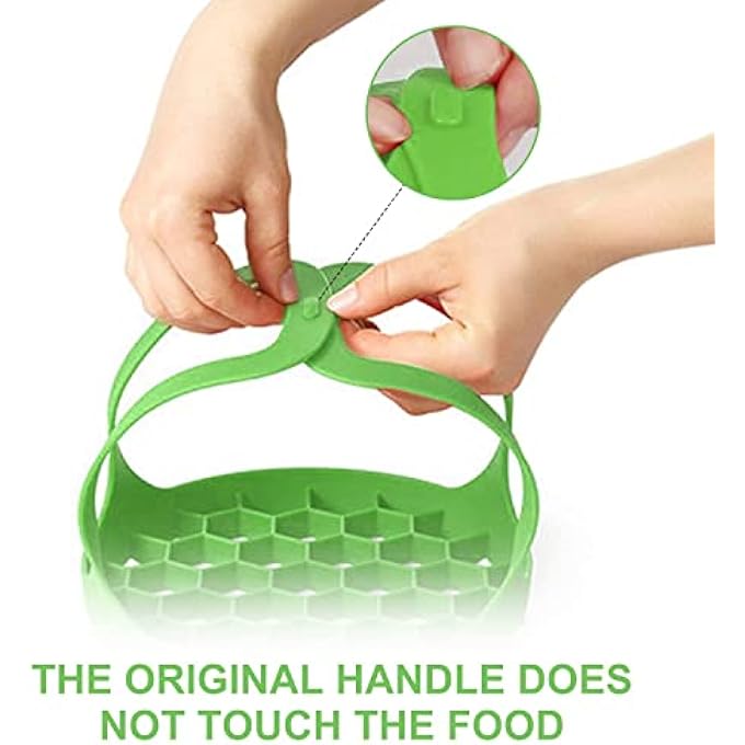 حمالة بخار سيليكون محمولة غير لاصقة، حمالة بخار مضادة للحروق، صينية خبز، رف بخار رافعة، رف بخار البيض وحمالة صينية خبز، سعة 6 كوارت، 8 كوارت، لون أخضر - Image 5