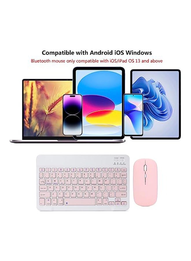 Rechargeable Bluetooth Keyboard and Mouse Combo Ultra-Slim Portable Compact Wireless Mouse Keyboard Set for Android Windows Tablet Cell Phone iPhone iPad Pro Air Mini, iPad OS/iOS 13 and Above (Pink) - Image 2