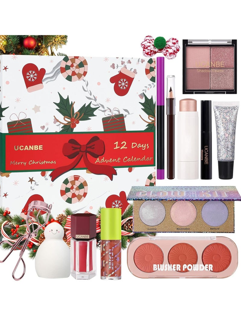 Ucanbe UCANBE Makeup Advent Calendar 2024, 12 Days Countdown Calendar Surprise Gift Kit, Xmas Holiday Festival Cosmetic Starter Makeup Set with 12 Beauty Boxes for Women Teens Girls  - Image 1