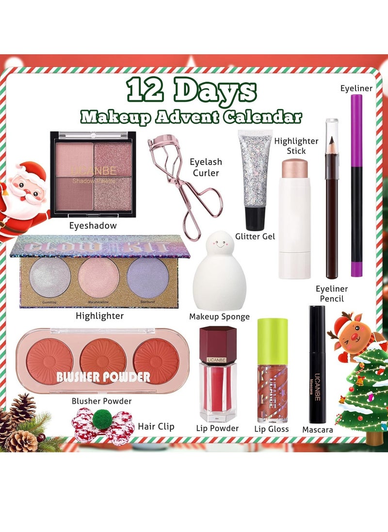 Ucanbe UCANBE Makeup Advent Calendar 2024, 12 Days Countdown Calendar Surprise Gift Kit, Xmas Holiday Festival Cosmetic Starter Makeup Set with 12 Beauty Boxes for Women Teens Girls  - Image 2
