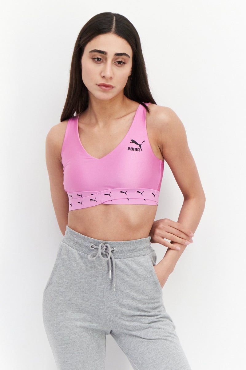 PUMA سوتيان رياضي للنساء بشعار العلامة التجارية، بنفسجي - Image 1