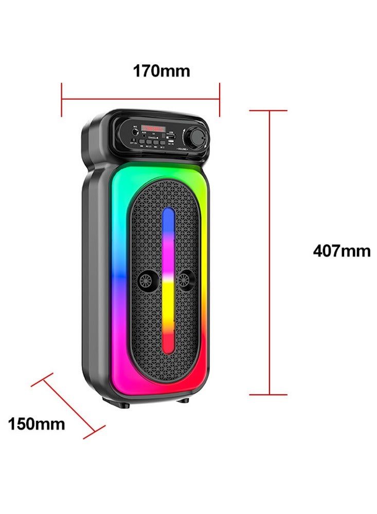 سينجي مكبر صوت لاسلكي يعمل بتقنية البلوتوث يحتوي على راديو FM , مدخل ذاكرة TF ,مدخل USB , مدخل ميكروفون بطارية قابلة للشحن - Image 3