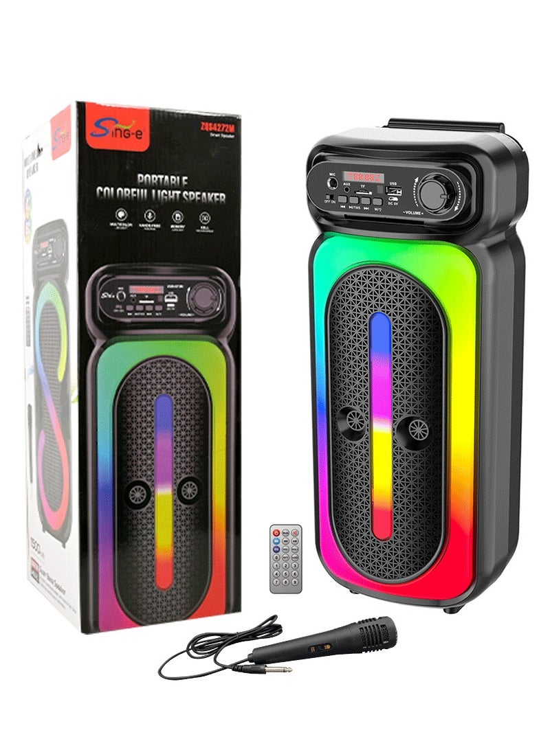 سينجي مكبر صوت لاسلكي يعمل بتقنية البلوتوث يحتوي على راديو FM , مدخل ذاكرة TF ,مدخل USB , مدخل ميكروفون بطارية قابلة للشحن - Image 5