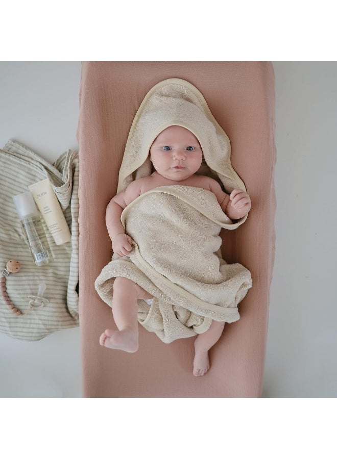 Mushie Organic Cotton Hooded Bath Towel for Babies & Toddlers - Soft, Absorbent Towel for Cosy Cuddles After Bath Time, Gentle on Sensitive Skin | Fall Yellow - Image 5