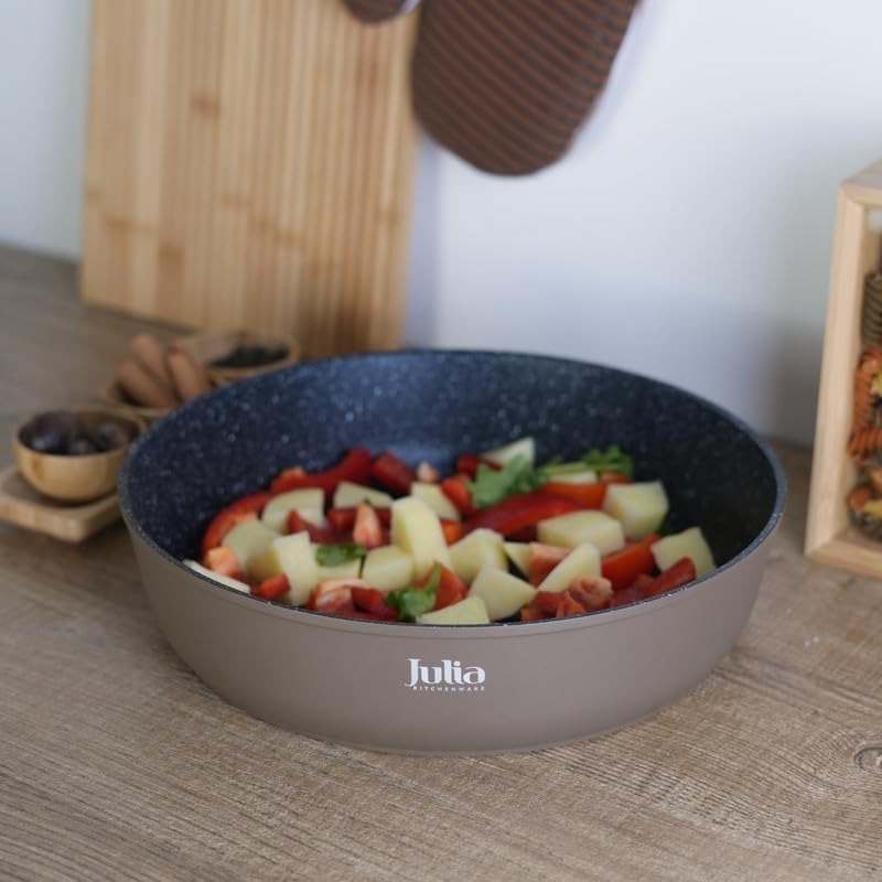 Julia Elite Prof Black Granite Round Forged Pan Set 3 Pieces Premium Nonstick Cookware Durable Scratch Resistant Easy Clean Includes Pan 28cm 32cm And 36cm Ideal For Frying Sauteing And Family Meals - Image 1