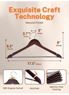 HOUSE DAY HOUSE DAY 20 Pack Brown Wooden Hangers Clothes Hangers Smooth Finish Wooden Coat Hangers for Closet Heavy Duty Hangers Solid Wood Hangers Suit Hangers for Clothes, Jacket, Shirt, Tank Top, Dress.  - Image 3