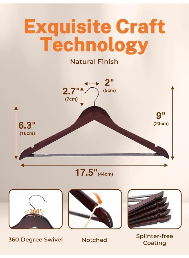 HOUSE DAY HOUSE DAY 20 Pack Brown Wooden Hangers Clothes Hangers Smooth Finish Wooden Coat Hangers for Closet Heavy Duty Hangers Solid Wood Hangers Suit Hangers for Clothes, Jacket, Shirt, Tank Top, Dress.  - Image 3