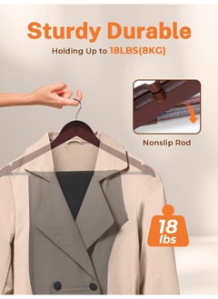 HOUSE DAY HOUSE DAY 20 Pack Brown Wooden Hangers Clothes Hangers Smooth Finish Wooden Coat Hangers for Closet Heavy Duty Hangers Solid Wood Hangers Suit Hangers for Clothes, Jacket, Shirt, Tank Top, Dress.  - Image 2