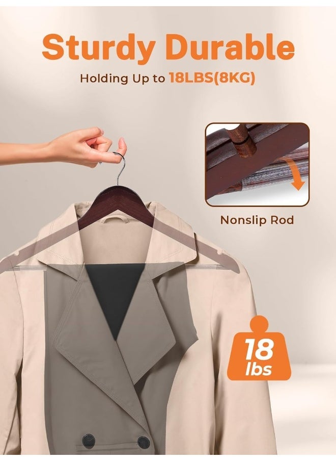 HOUSE DAY HOUSE DAY 20 Pack Brown Wooden Hangers Clothes Hangers Smooth Finish Wooden Coat Hangers for Closet Heavy Duty Hangers Solid Wood Hangers Suit Hangers for Clothes, Jacket, Shirt, Tank Top, Dress.  - Image 2