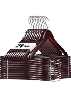 HOUSE DAY HOUSE DAY 20 Pack Brown Wooden Hangers Clothes Hangers Smooth Finish Wooden Coat Hangers for Closet Heavy Duty Hangers Solid Wood Hangers Suit Hangers for Clothes, Jacket, Shirt, Tank Top, Dress.  - Image 1