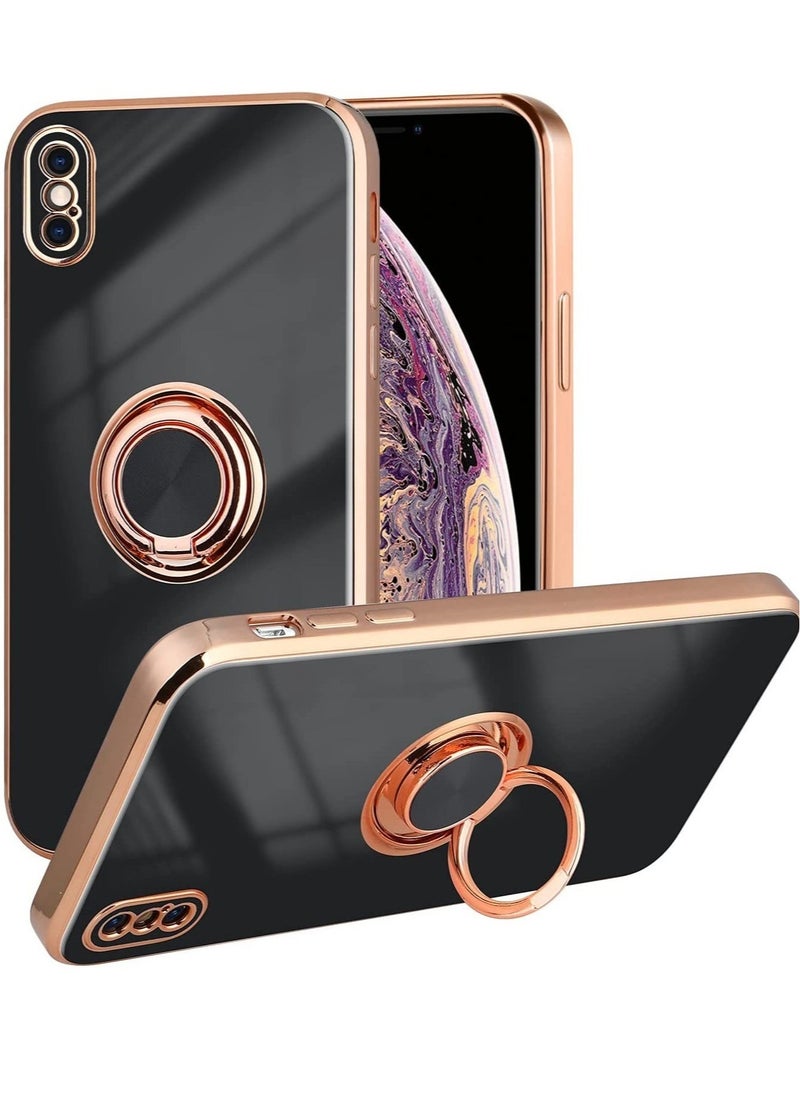 Raxoom for iPhone Xs MAX Case, Slim Fit Protective Phone Case Cover with Ring Holder Kickstand Magnetic Car Mount Feature for iPhone Xs MAX 6.5 in - Blac - Image 1
