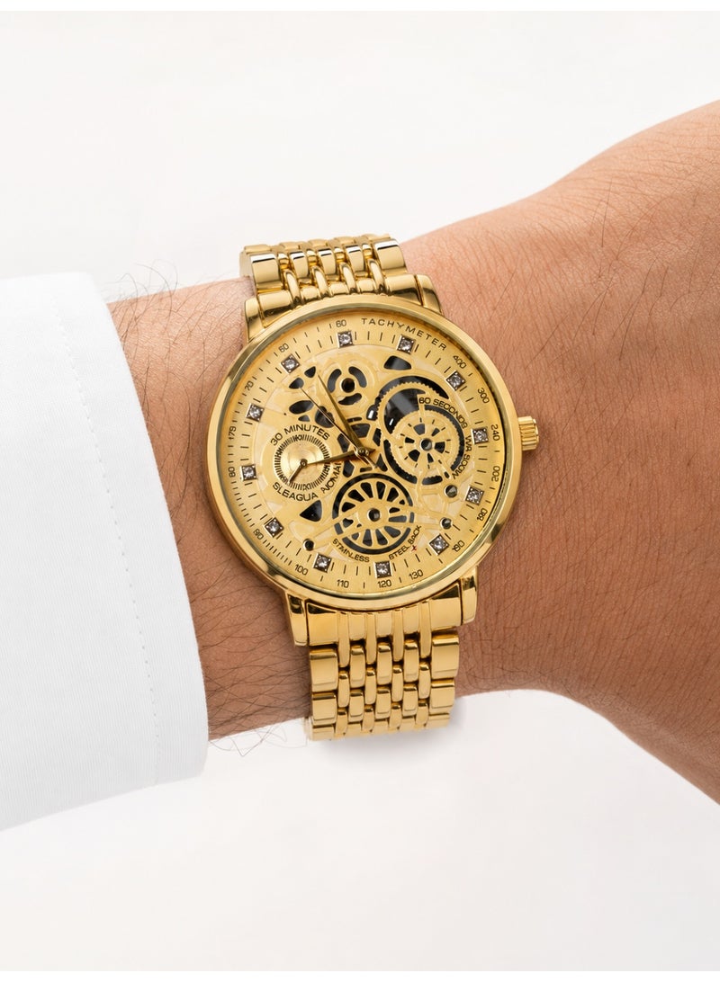 IK Men’s Casual Watch - Gold stainless steel band -gold dial-IK05 - Image 4
