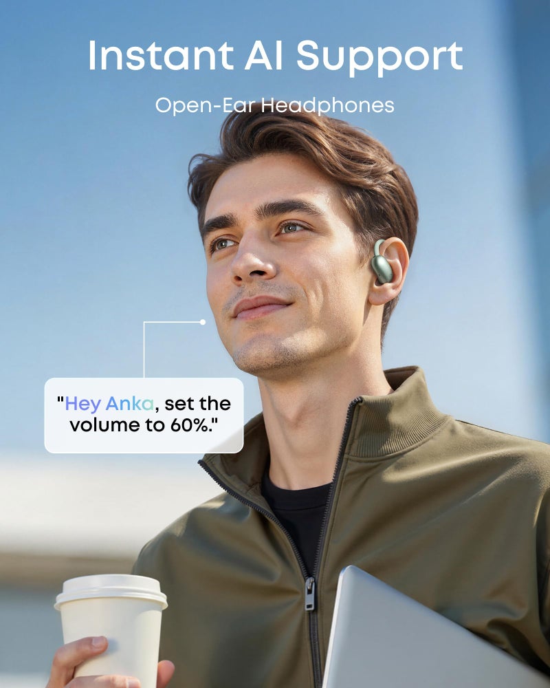 Soundcore AeroFit 2 AI Assistant Open-Ear Headphones by Anker, Pressure-Free Fit, 2X Richer Bass, Real-Time Translation Earbuds, Hi-Res, 35H Playtime, IP55 - Image 3