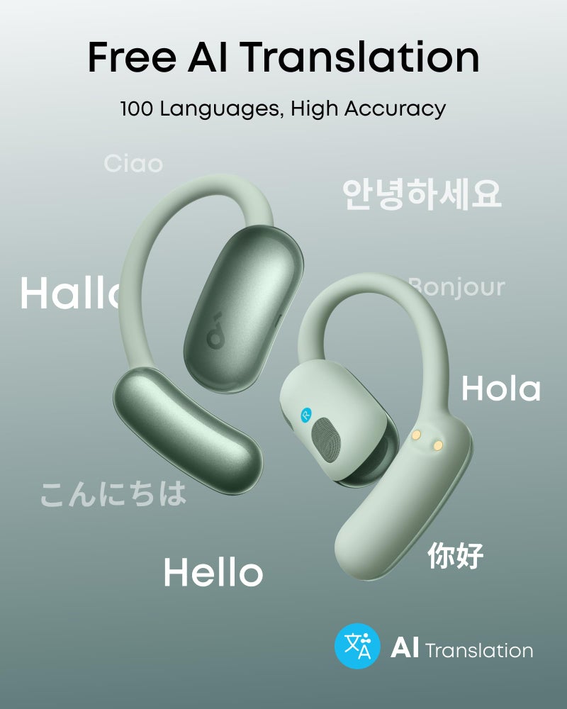 Soundcore AeroFit 2 AI Assistant Open-Ear Headphones by Anker, Pressure-Free Fit, 2X Richer Bass, Real-Time Translation Earbuds, Hi-Res, 35H Playtime, IP55 - Image 2