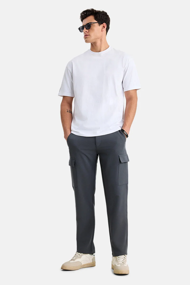 سنيتش Ash Grey Solid Regular Fit Streetwear Cargo