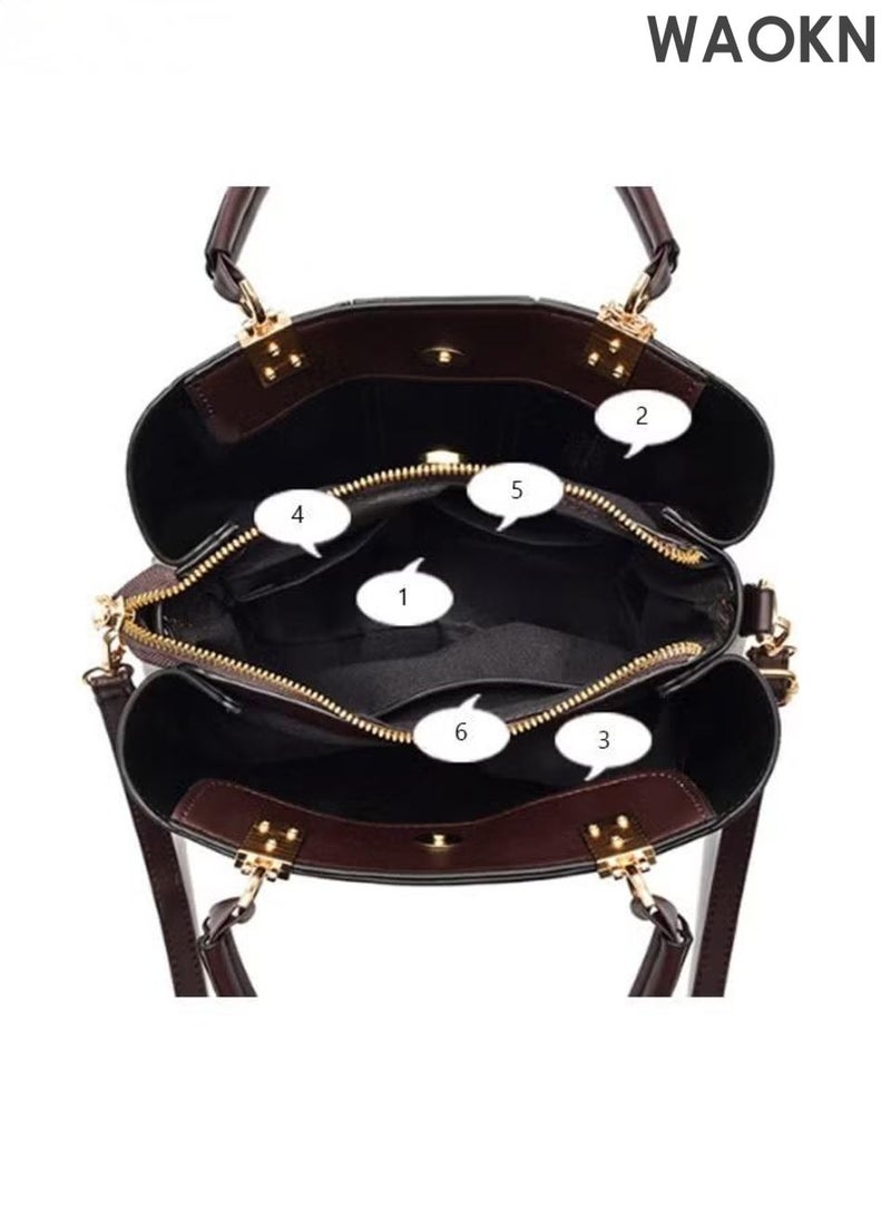 دبليو أيه أو كي أن حقيبة يد نسائية أنيقة بمقبض علوي وقلادة رائعة، حقيبة كتف كبيرة الحجم بحزام قابل للتعديل وإبزيم مغناطيسي، حقيبة كروس أنيقة وعصرية للسيدات، مثالية للمواعدة والتسوق والاستخدام اليومي، لون بني. - Image 4