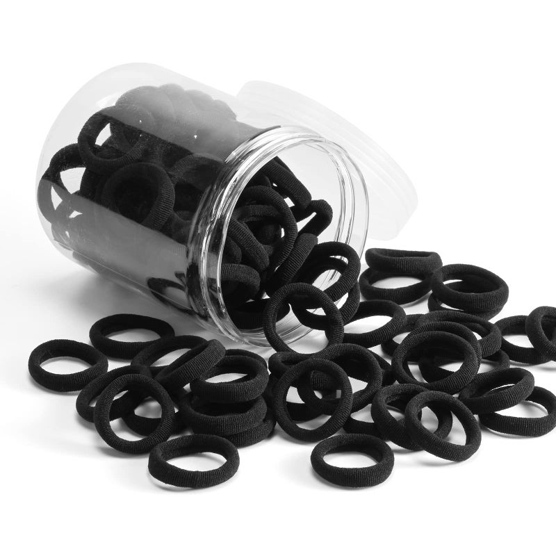 Omszte 100 Pcs Baby Hair Ties, Seamless Cotton Toddler Hair Ties for Girls and Kids, Black Small Soft Hair Elastics Ponytail Holders - Image 2