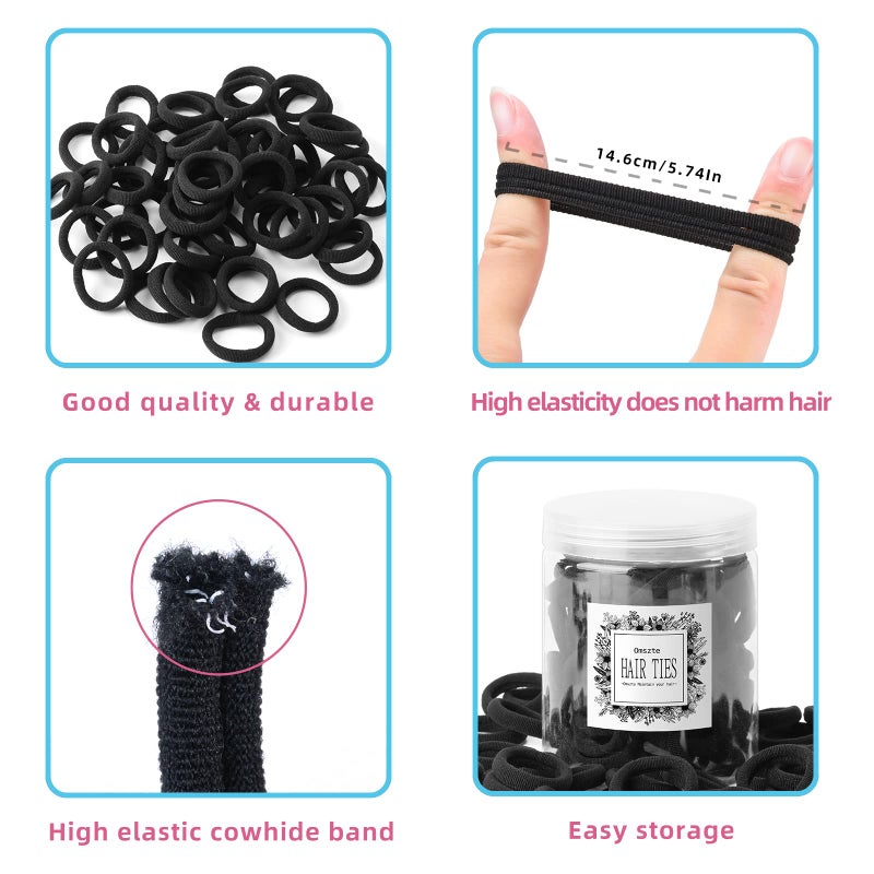 Omszte 100 Pcs Baby Hair Ties, Seamless Cotton Toddler Hair Ties for Girls and Kids, Black Small Soft Hair Elastics Ponytail Holders - Image 5