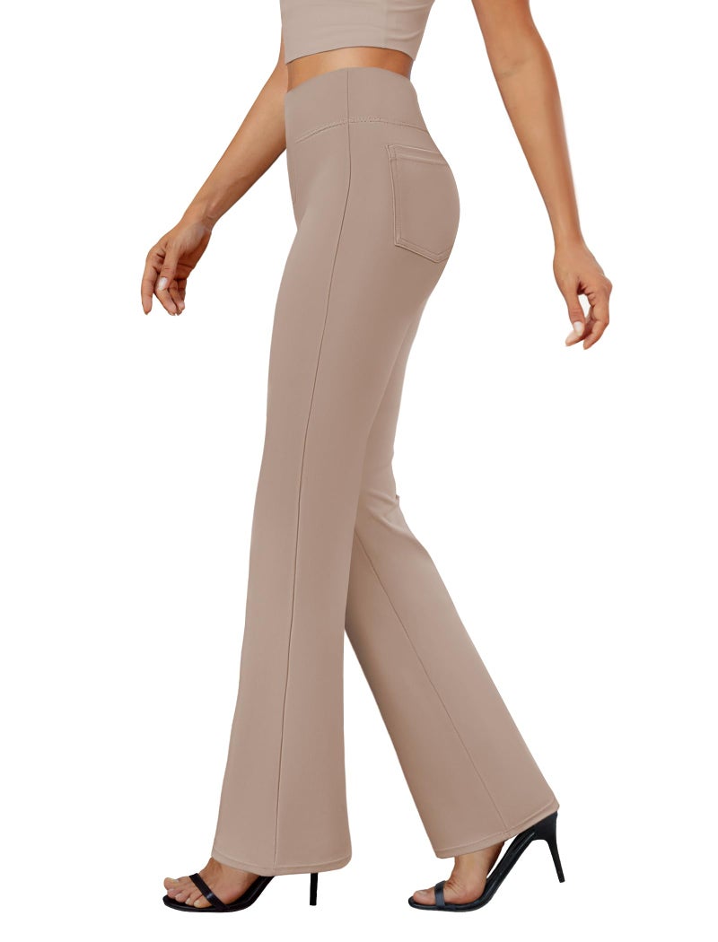 DLOODA Womens Bootcut Dress Pants Business Casual Work Pants with Pockets High Waist Stretchy Trousers Pull On Office Slacks - Image 1