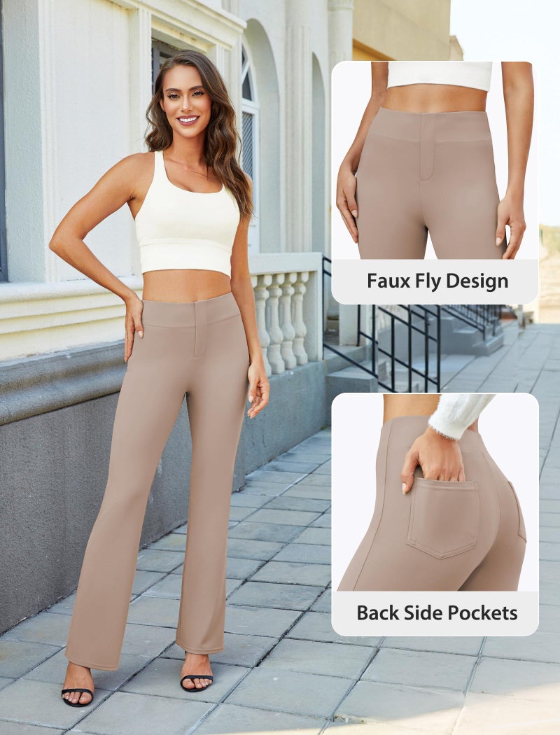 DLOODA Womens Bootcut Dress Pants Business Casual Work Pants with Pockets High Waist Stretchy Trousers Pull On Office Slacks - Image 4