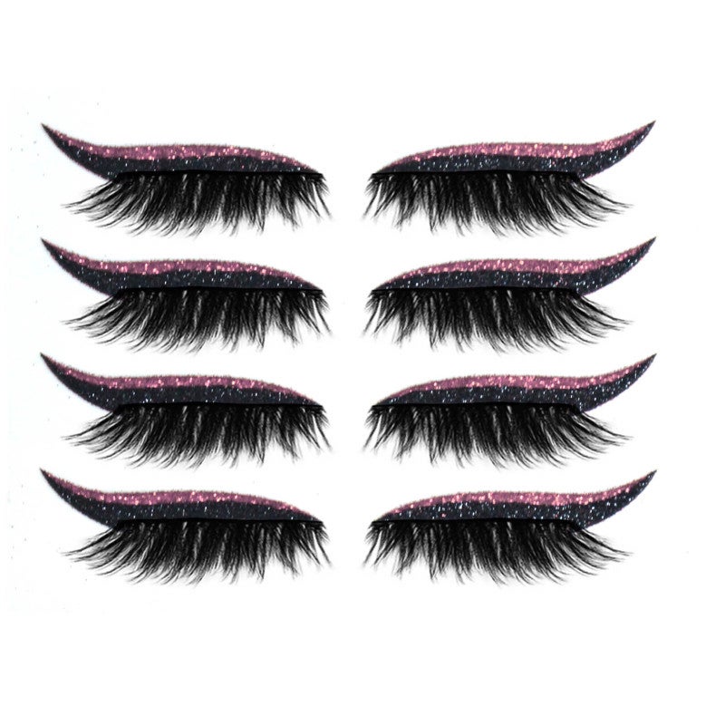 Shimmering Powder Beauty Tool Reusable Eyeliner Long-Lasting False Eyelashes Self-Adhesive Natural Waterproof Eyelash Stickers Pink - Image 1