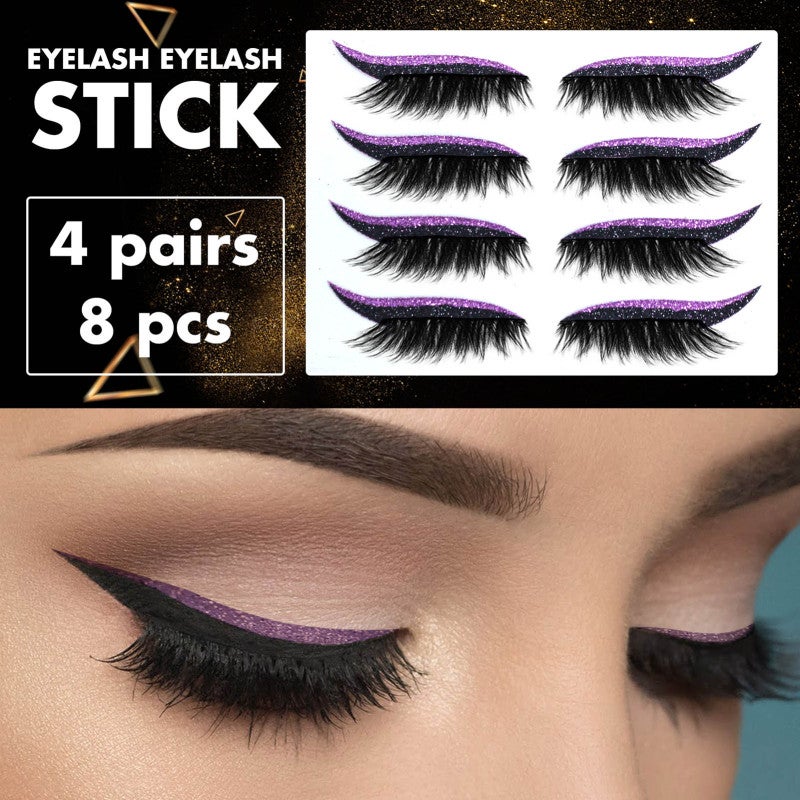 Shimmering Powder Beauty Tool Reusable Eyeliner Long-Lasting False Eyelashes Self-Adhesive Natural Waterproof Eyelash Stickers Pink - Image 4