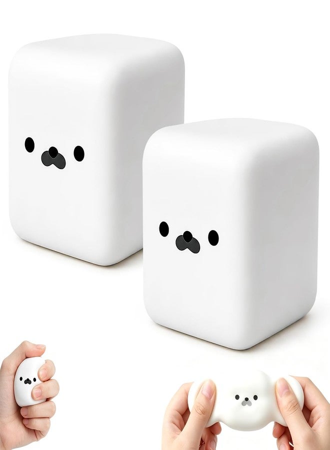 TQBAJ 2PCS Tofu Seal Squishy, White Cube Stress Toy, Soft Moldable Dough Fidget Block with Slow Rise Texture, Cute Seal Face Shaped for Adult Use in Offices and Homes - Image 1