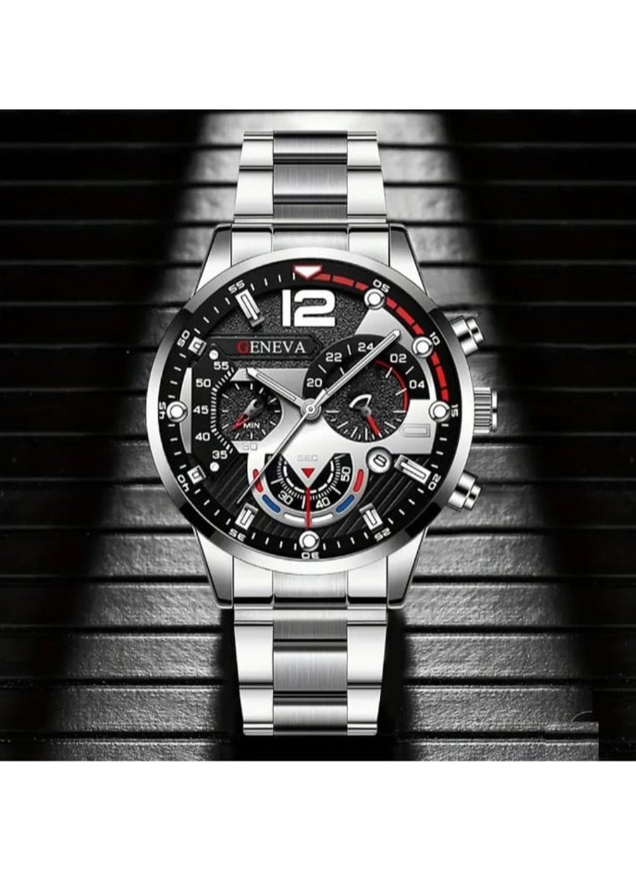 Geneva 3pcs Set Stylish Men's Quartz Watches, Business and Casual  - Image 2