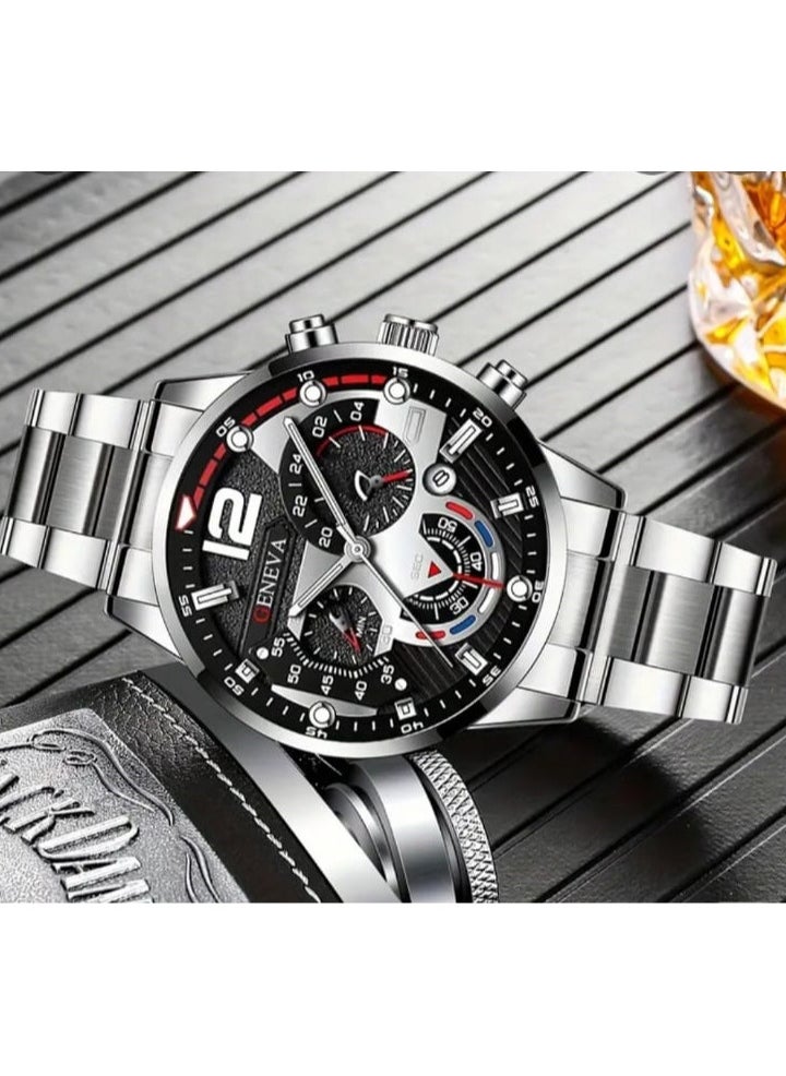 Geneva 3pcs Set Stylish Men's Quartz Watches, Business and Casual  - Image 4