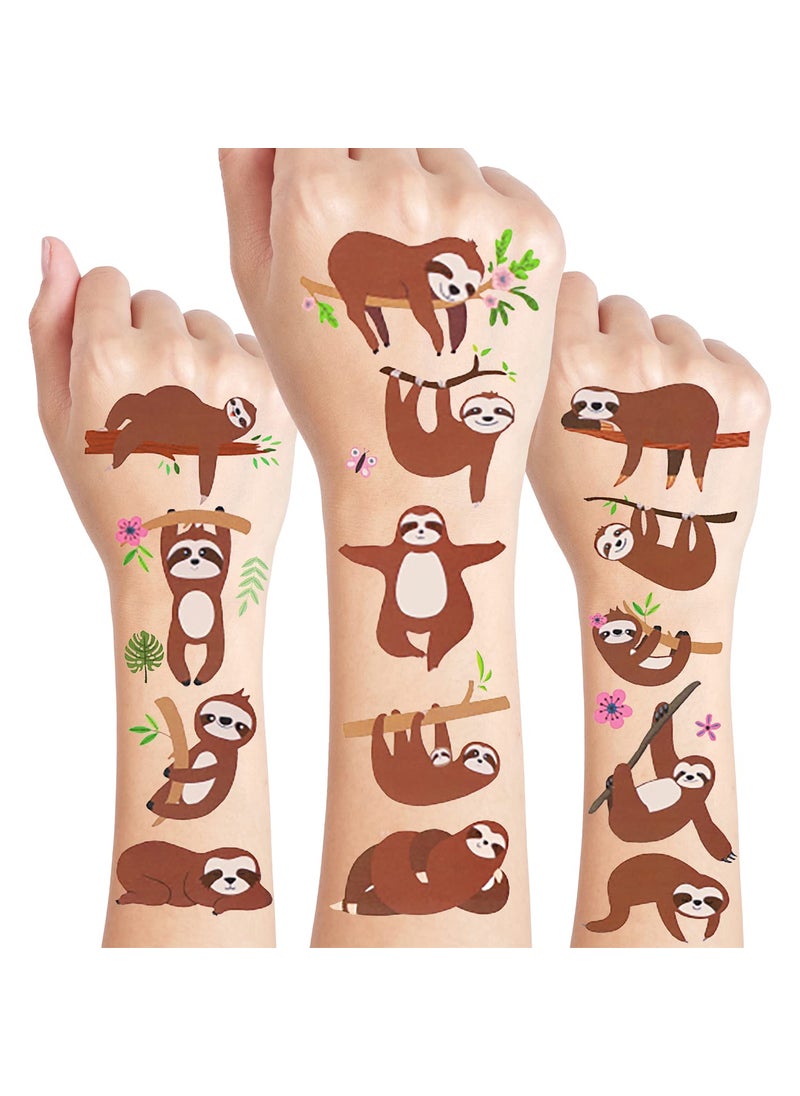 Cleverplay - 24 Sheets Sloth Temporary Tattoos, Birthday Decorations Sloth Party Favors - Image 1