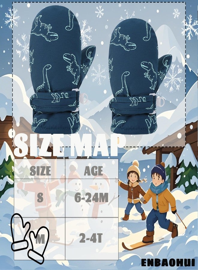 ENBAOHUI Baby GlovesToddler Snow Glove Waterproof Mittens Fleece Lined Winter Warm Glove Kids Snow Infant Ski Mitten for Baby Boys Girls Grey/Navy Blue 6-24Months - Image 3