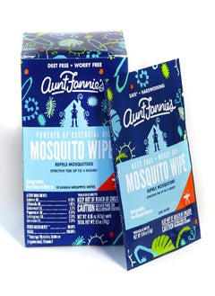 Aunt Fannie's Mosquito Wipes, Individually Wrapped Wipes for Indoor/Outdoor Protection (Single Pack, 10 Wipes)