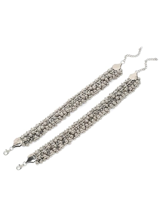 YouBella Jewelery German Silver Plated Stylish Handmade Payal Anklets For Girls And Women - Image 3