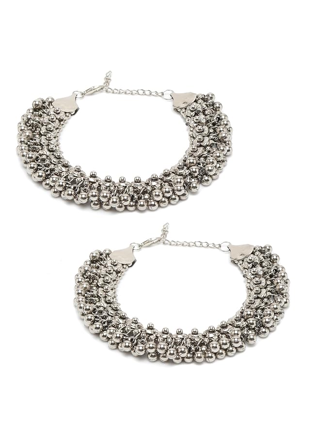 YouBella Jewelery German Silver Plated Stylish Handmade Payal Anklets For Girls And Women - Image 1