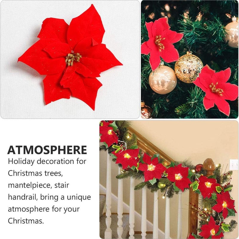 2m Christmas Rattan Garland Ornament Red Flowers Festive Holiday Decoration for Trees Mantels and Stair Railings Create Unique Atmosphere for Family Celebrations - Image 5