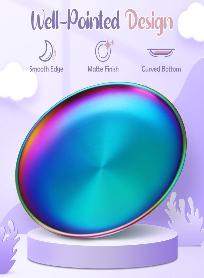 HaWare 6-Piece 18/8 Stainless Steel Plates, Metal 304 Dinner Dishes for Kids Toddlers Children, 8 Inch Colorful Feeding Serving Camping Plates, Reusable Dinnerware, Non-toxic, Dishwasher Safe, Rainbow - Image 3