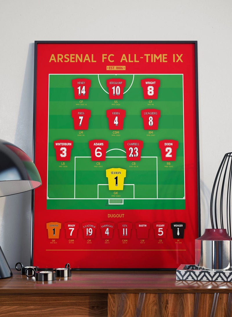 Boomah Accessories Arsenal FC All-Time IX Poster with Frame 30x40cm