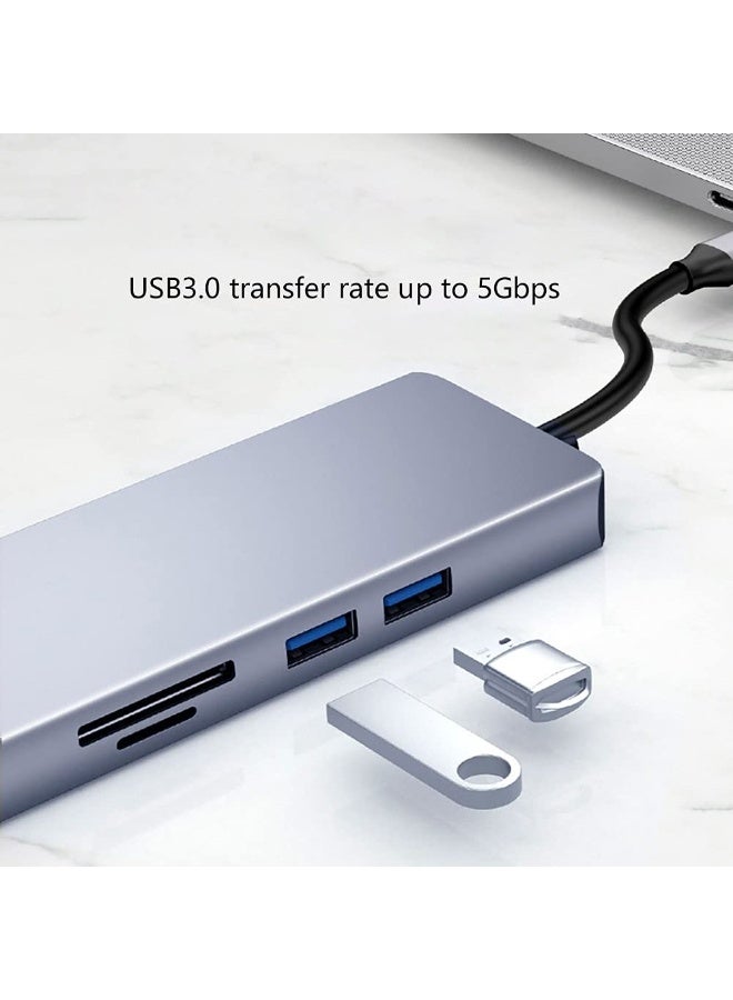 8-in-1 USB C Hub Adapter with 4K HDMI, VGA, 2 USB 3.0, PD Charging, SD/TF, Ethernet, USB C Splitter for MacBook, Dell, HP, Lenovo Laptop - Image 4