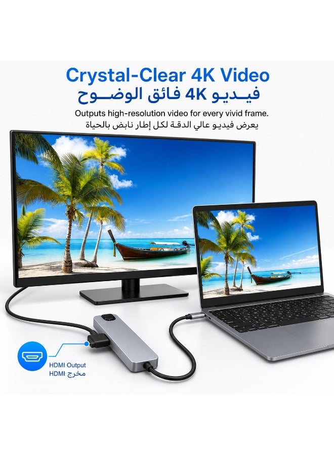 SIGood 8-in-1 USB-C Hub Adapter with 4K HDTV, VGA, 2× USB 3.0, PD Charging, SD/TF, Ethernet — USB-C Splitter for MacBook, Dell, HP, Lenovo Laptops - Image 5