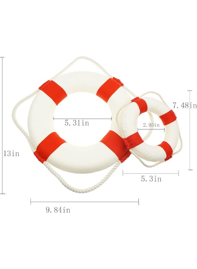 Bilipala Rustic Nautical Decorative Welcome Cloth Life Ring Buoy Home Wall Door Hangings Decor Red Pack of 2 - Image 4