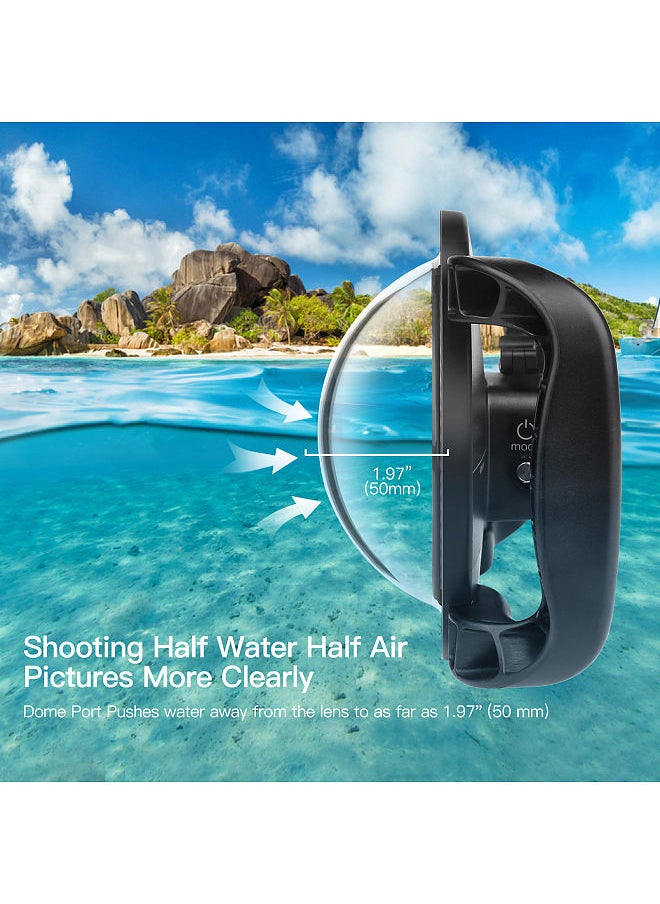 Shoot - Xtgp559 Camera Dual Handle Dome Port Waterproof Case Camera Protective Case 45M Waterproof 180° Wide Angle Replacement For Gopro Hero 9 Black Gopro Hero 10 - Image 1