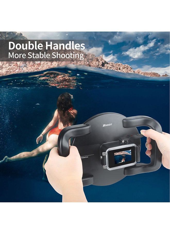 Shoot - Xtgp559 Camera Dual Handle Dome Port Waterproof Case Camera Protective Case 45M Waterproof 180° Wide Angle Replacement For Gopro Hero 9 Black Gopro Hero 10 - Image 1