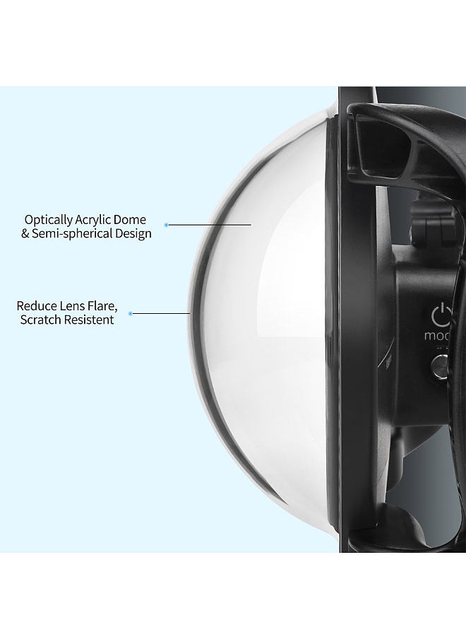 Shoot - Xtgp559 Camera Dual Handle Dome Port Waterproof Case Camera Protective Case 45M Waterproof 180° Wide Angle Replacement For Gopro Hero 9 Black Gopro Hero 10 - Image 1