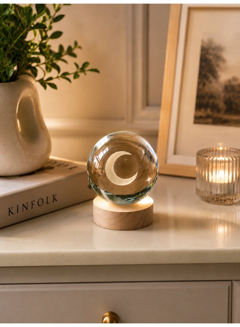 "A beautiful design of a spherical crystal made of high quality heavy crystal with a 3D pattern of a crescent cloud inside. " - Image 2