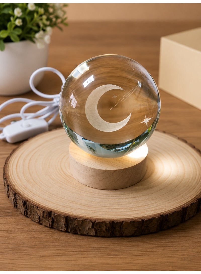 "A beautiful design of a spherical crystal made of high quality heavy crystal with a 3D pattern of a crescent cloud inside. " - Image 3