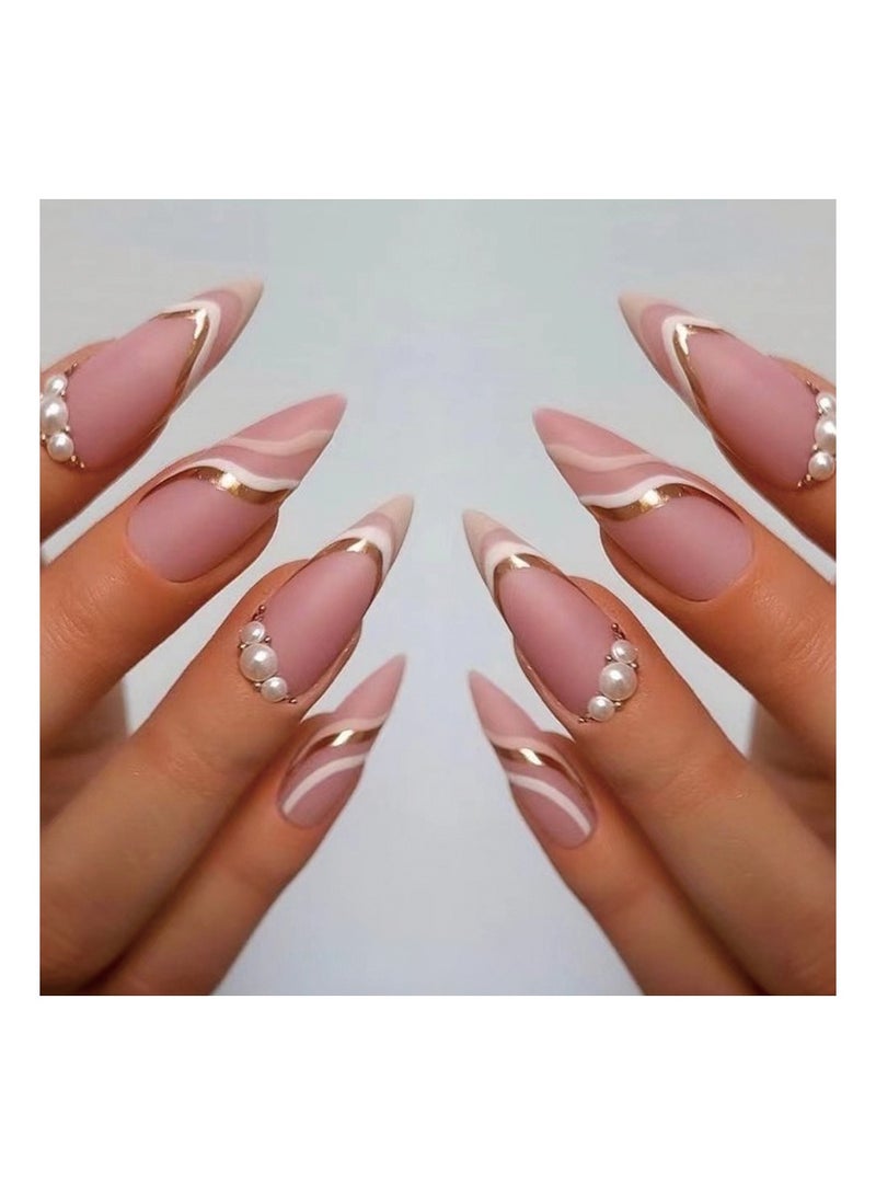 مجموعة أظافر صناعية من الأكريليك مكونة من 24 قطعة - Image 1