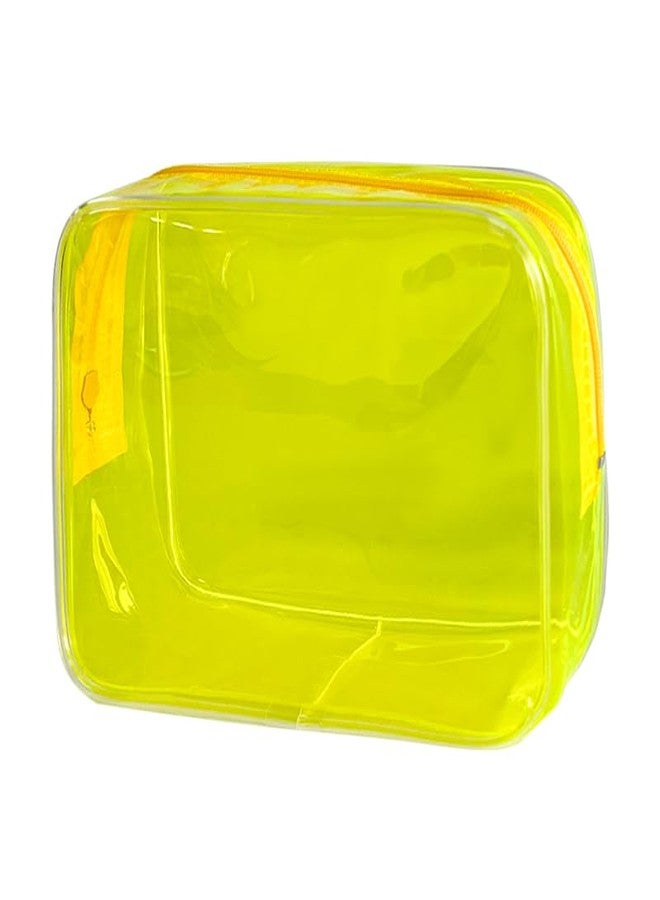 TotePrint Neon Clear Pouch Small, Clear Makeup Bag, 7"x2.3"x4.7" Size TSA Approved Toiletry Bag, Clear Travel Bags for Toiletries, Clear Cosmetic Bag for Women and Men Small (yellow) - Image 1